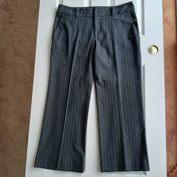 Karen Kane Black Pinstripe Slacks 14 self hemmed 27" inseam short warm comfy - Picture 13 of 14